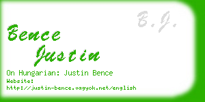 bence justin business card